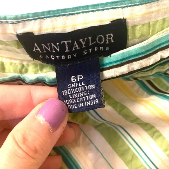 Ann Taylor Green Striped Skirt - Picture 3 of 3